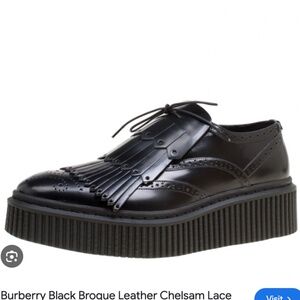 Burberry Black Brogue Leather Chelsam Lace Up Platform Oxfords